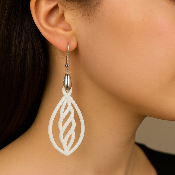 3D-Printed Twisted-Vine Teardrop Earrings Sterling 925 Silver Hooks – Medium - Picture 1 of 3